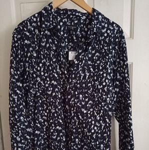 Club Monaco Cheetah L/S Shirt Slim Fit Large